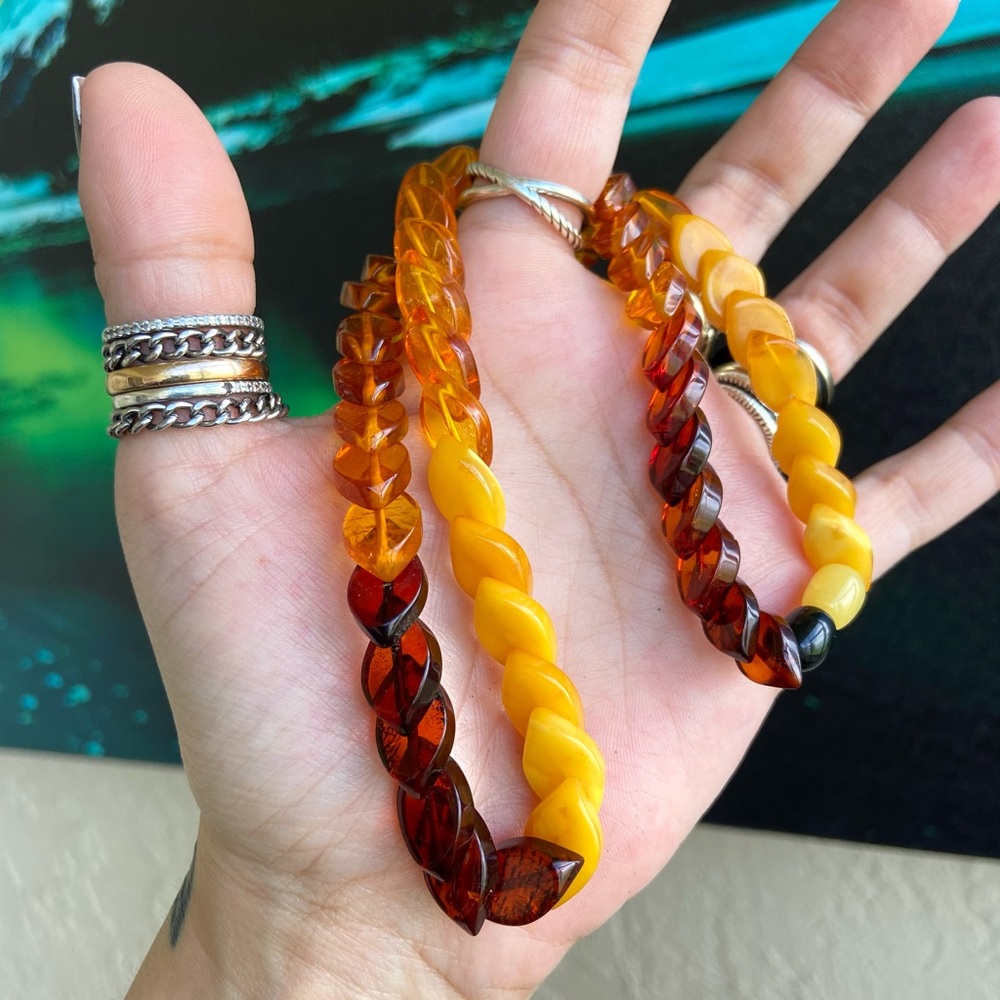 Genuine baltic amber choker boho necklace - Picture 6 of 12